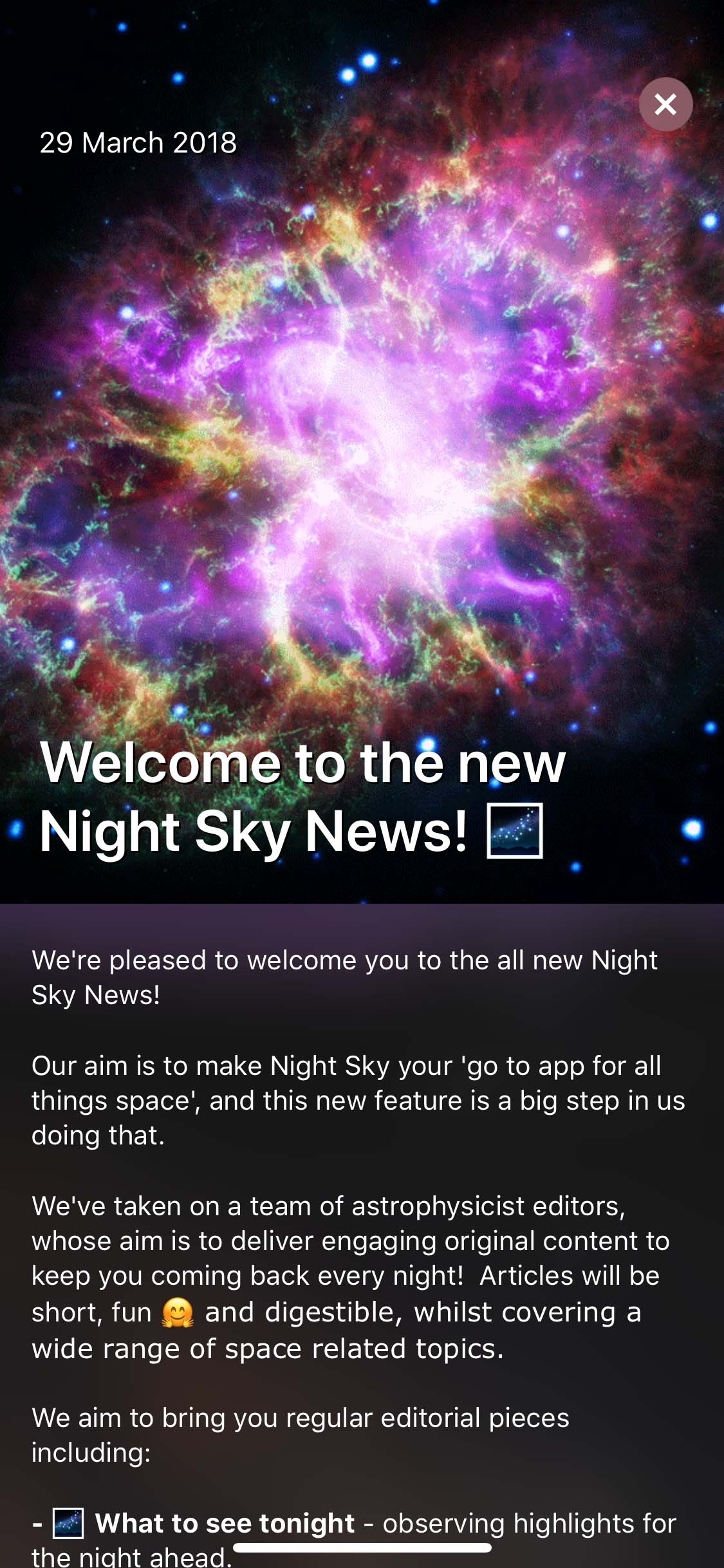 Night Sky through the years